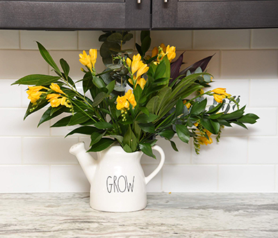 Kitchen countertop and backsplash and vase - It's here a surprise reveal with a great reward - Massachusetts Interior Design - Details Full Service Interiors