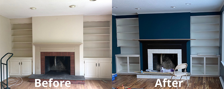 Family Room - Paint Before and After - Interior Decorating