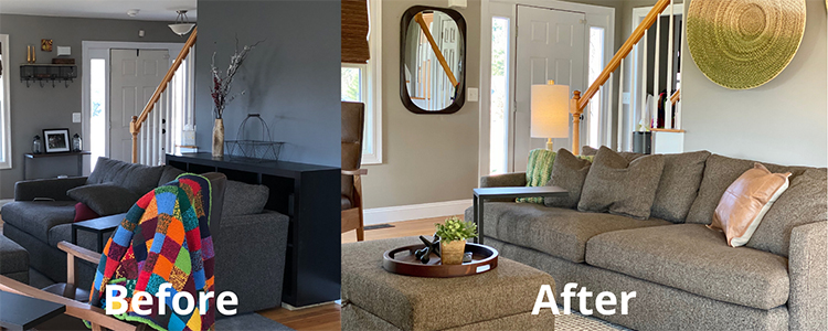 Modern Family Room Before and After - Interior Design in MA