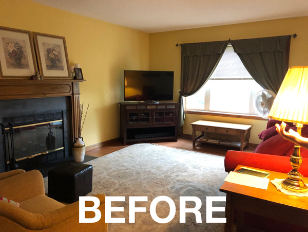 Family room before photo - Exciting Before and After - Palmer MA