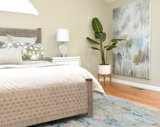 Master Bedroom - Large Artword and Plant - Five Ways to Make Your Home Feel More Luxurious - Interior Design in New England